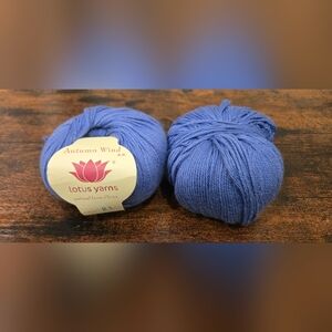 Set Of Two Blue Cotton Yarn Skeins